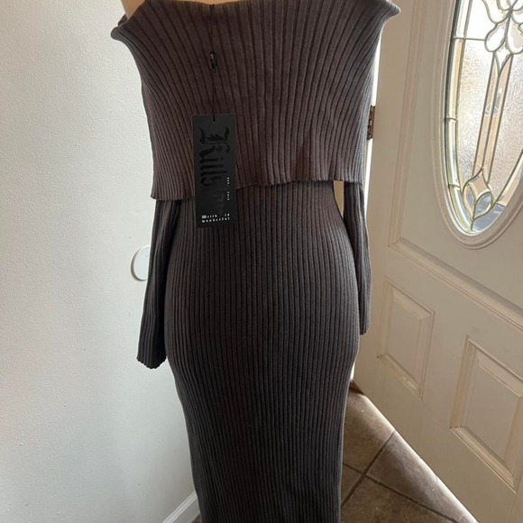 Killstar Dusk empress dress Grey Size M bodycon maxi stretchy party dress - Picture 4 of 5